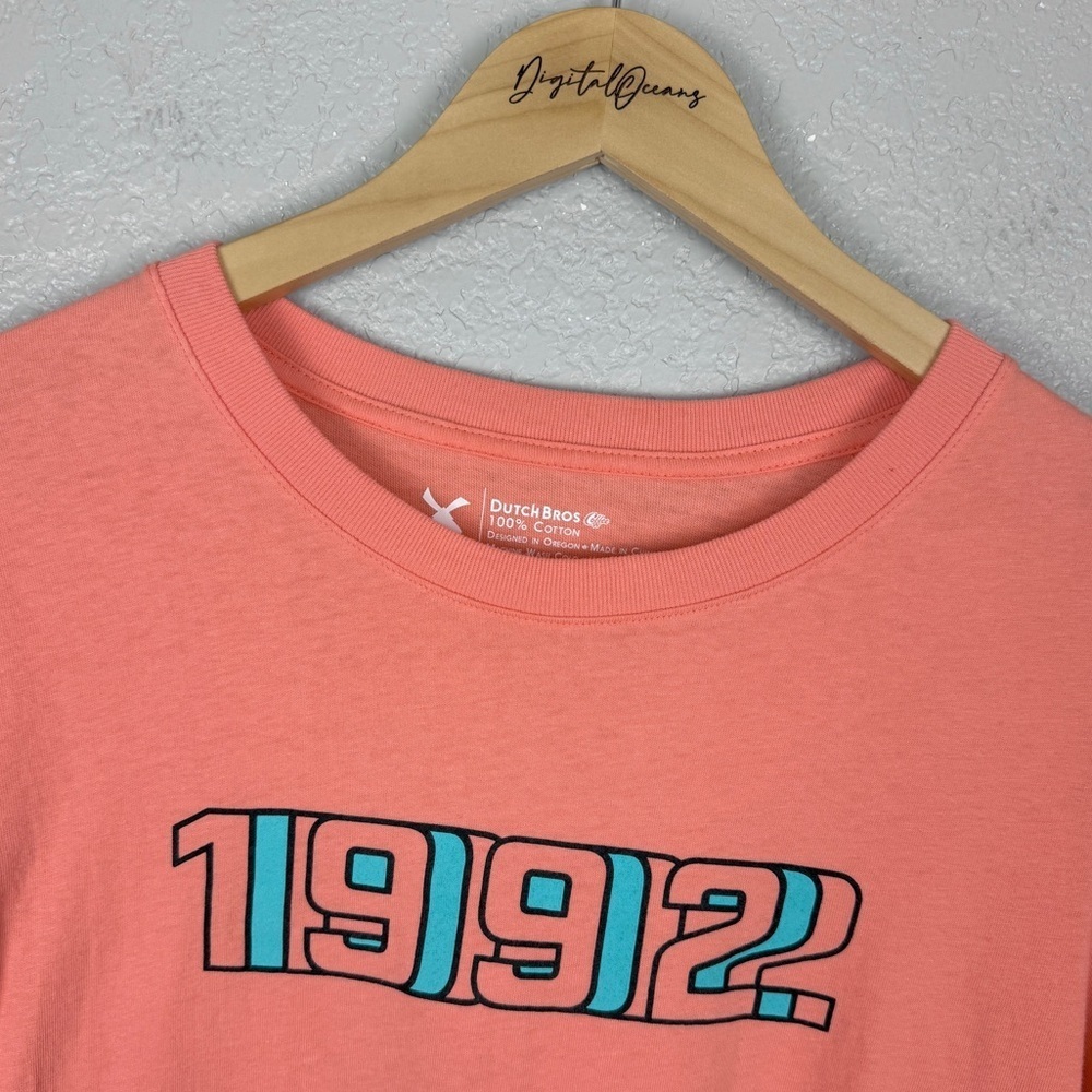 Dutch Bros 1992 Long Sleeve Tee Peach / Coral L Retro Unisex Shirt Merch Broista - Picture 5 of 9